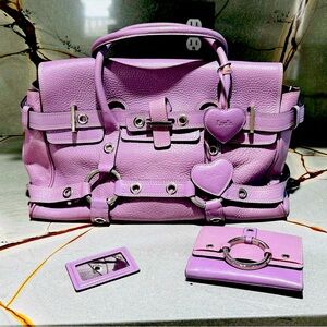 Luella Gisele purse, lavender, with matching coin purse and mirror
